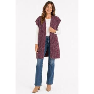 90s Handmade Purple Nubby Knit Vest Lined Longline OS M/L